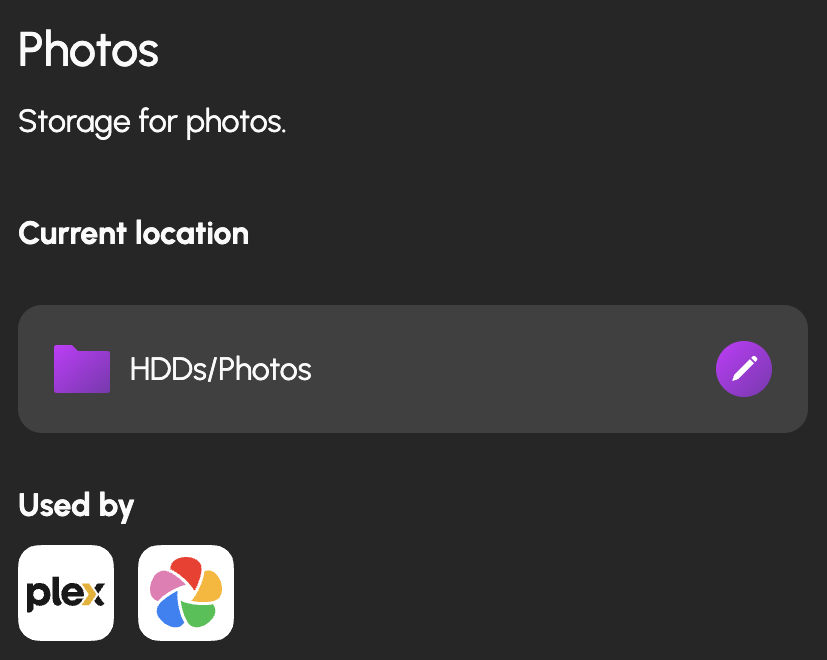 Current location showing path and apps